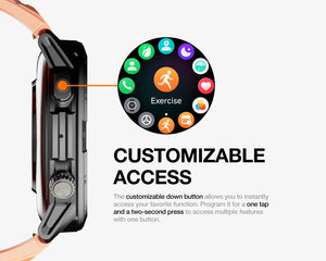 L'AGM Montre GPS Legion Pro est dotée d'un écran rond AMOLED de 1,43 pouce affichant l'heure, la date, la météo, le nombre de pas et la fréquence cardiaque. Elle est dotée d'un bracelet noir, d'une lunette métallique et est étanche 5ATM/IP68 pour un style moderne.