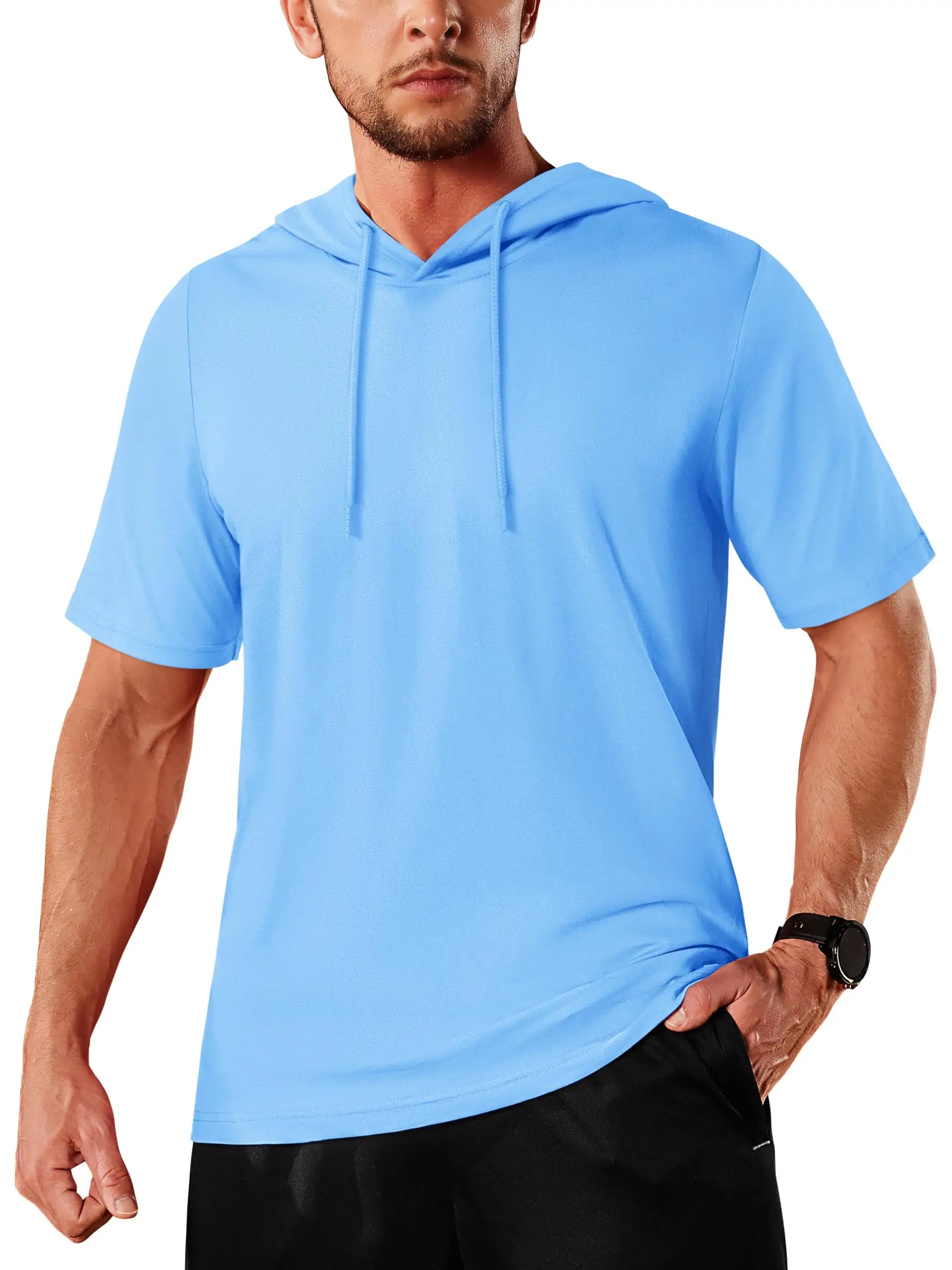 T-shirt à capuche légers en coton pour l'été, manches courtes "TACVASEN - TS300"