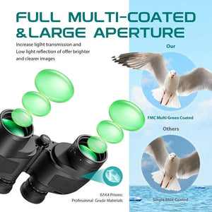 Jumelles 10x50 télescope militaire marin adultes étanche avec télémètre boussole BAK4 prisme HD observation des oiseaux pour la chasse Bostron