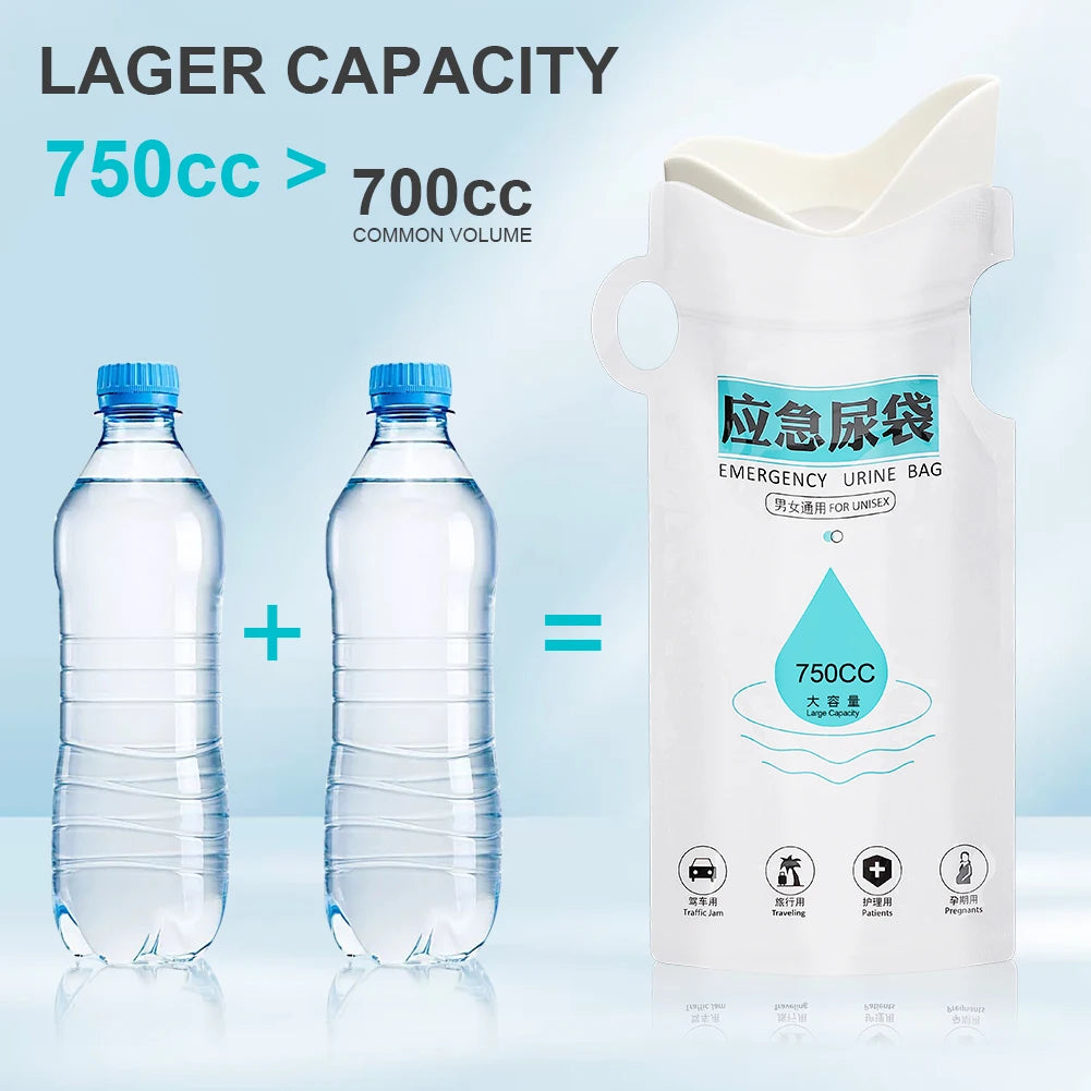 Sacs urinaires jetables de 750 ml, sacs d'urgence pour uriner en extérieur, sacs anti-fuites pour voiture, auto-scellants pour les embouteillonnages Planète Rando
