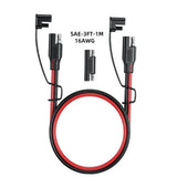 Rallonge allume-cigare 12 V/24 V Planète Rando, câble SAE rouge/noir de 3 pieds, 16 AWG, 2 connecteurs, fusible visible.