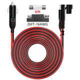 Rallonge pour allume-cigare de voiture 12 V/24 V Planète Rando 8 m, câble rouge/noir, fusible de secours, sécurité en plein air.