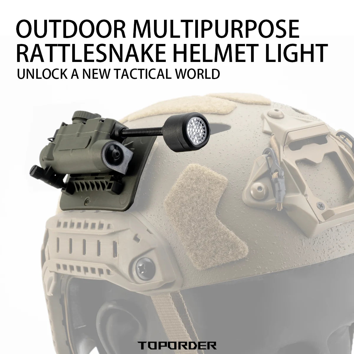 Lampe tactique pour casque tactique avec support et stroboscope rouge/vert/bleu/blanc "TOPORDER - Sidewinder"