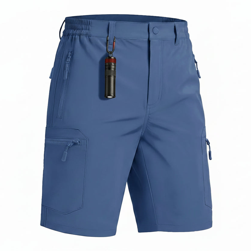 TACVASEN Short cargo d'été à 5 poches zippées, séchage rapide, pour homme, short de pêche, extensible, pour la randonnée en plein air, short de travail en nylon, léger Planète Rando