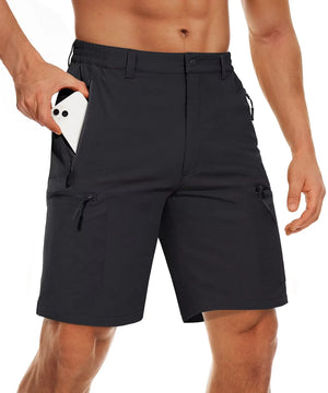 TACVASEN Short cargo d'été à 5 poches zippées, séchage rapide, pour homme, short de pêche, extensible, pour la randonnée en plein air, short de travail en nylon, léger Planète Rando