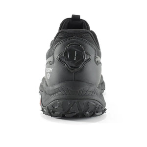 Les Esdy Chaussures d'approche/randonnée C301 combinent beige, noir et gris, semelles antidérapantes robustes, embouts et talons renforcés, système de laçage rapide à boucle rotative et marquage "Waterproof".