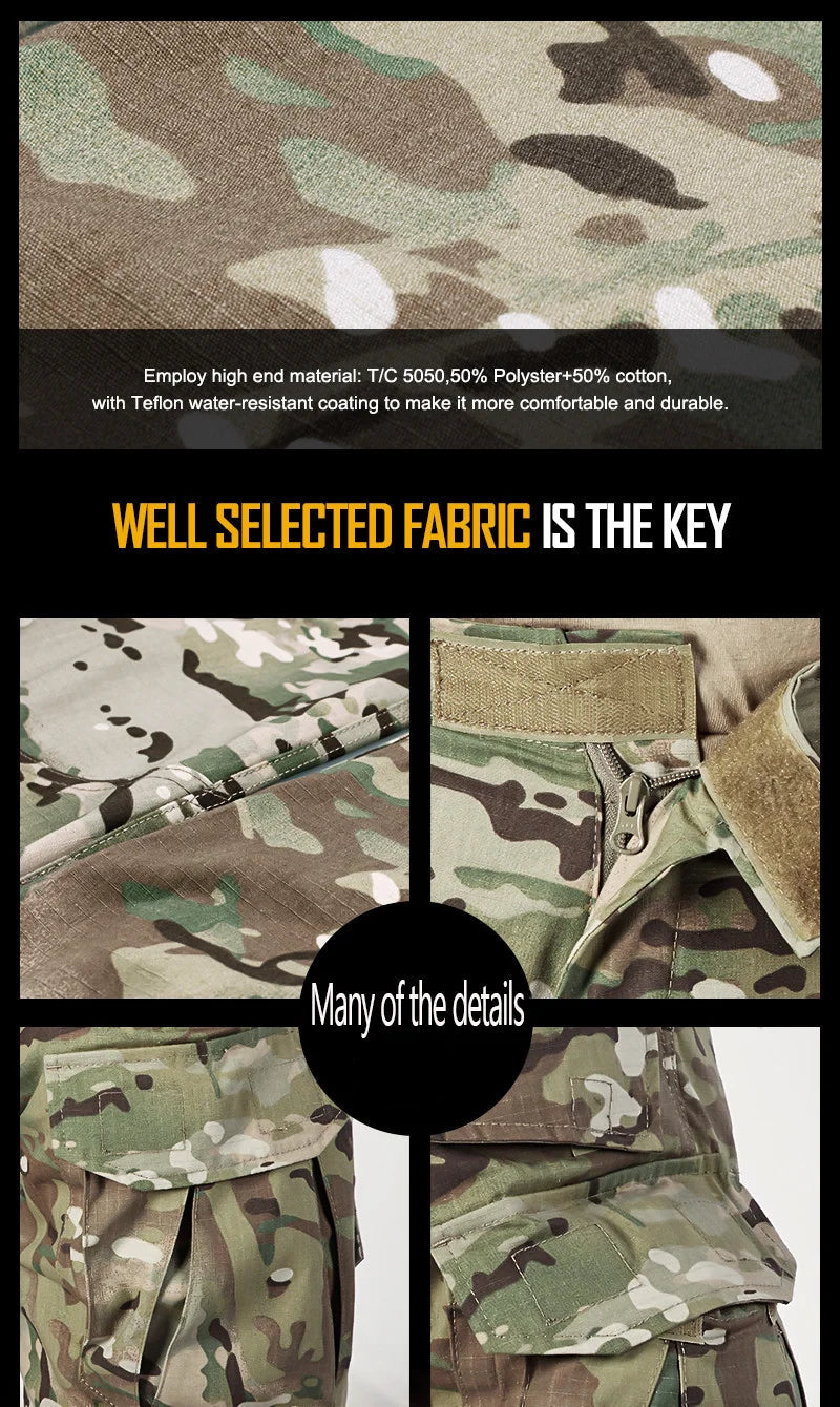 Pantalon de Combat pour hommes avec genouillères, pantalon de Sport Cargo tactique, Camouflage Multicam, Trekking, vêtements de chasse Emersongear