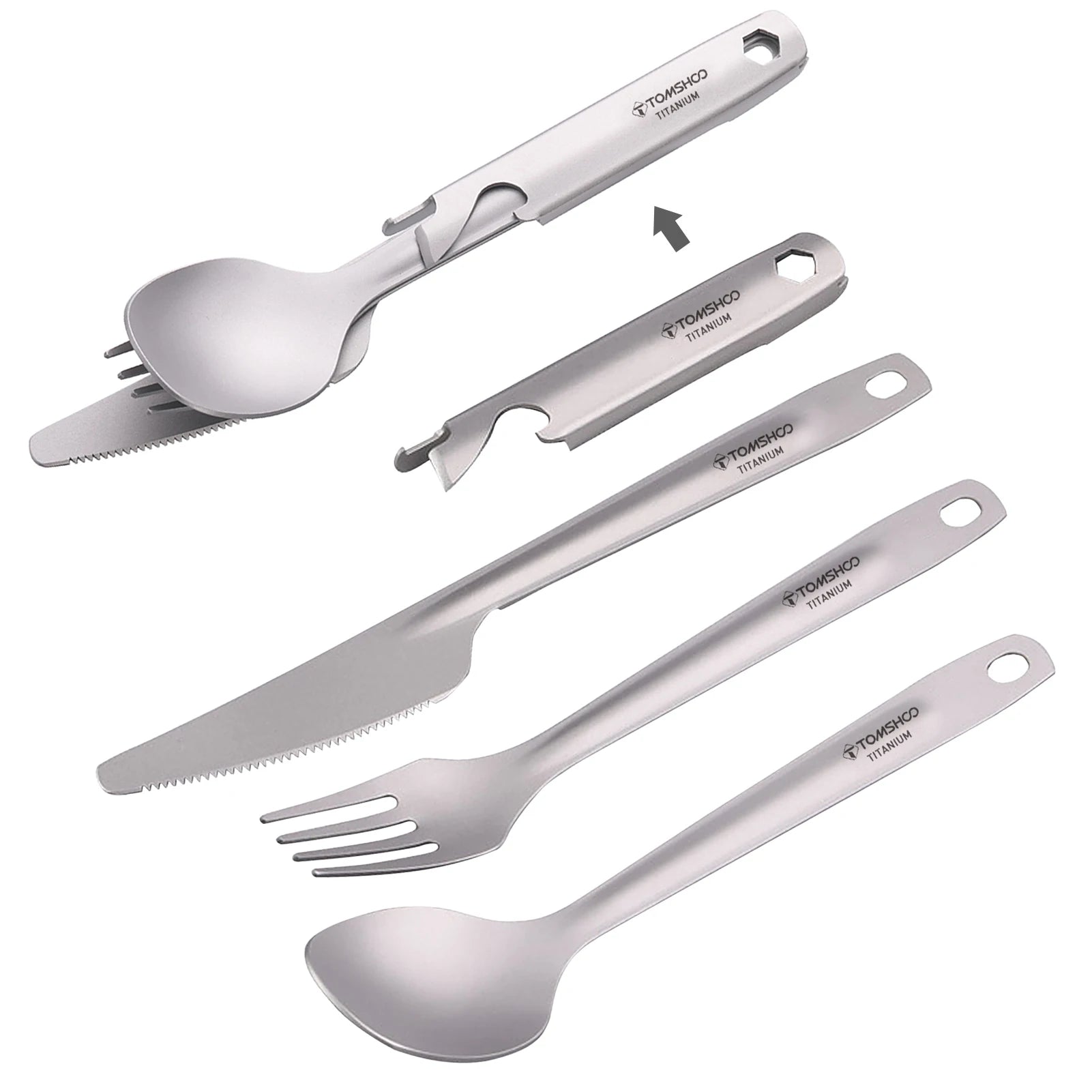 Ensemble de couverts en titane 4 en 1 "Tomshoo - 4-in-1 cutlery set"