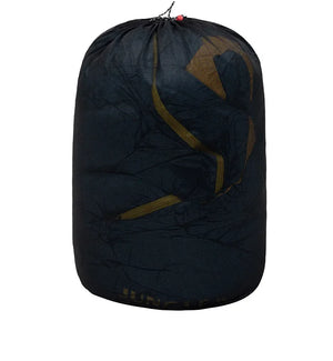 Sac de couchage JUNGLE KING en duvet de canard 650FP -5 °C, avec housse en maille noire à cordon de serrage, équipement de randonnée.