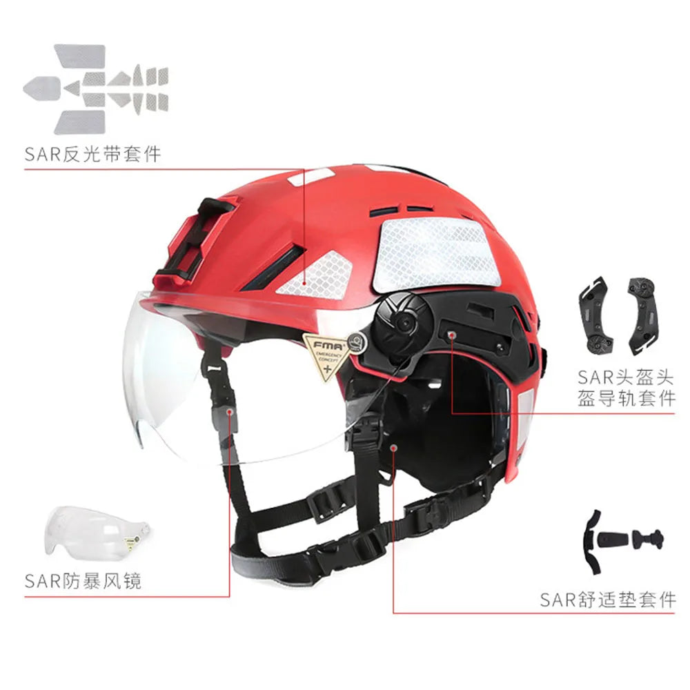 Casque de sauvetage d'urgence FMA EX SAR, casque de sécurité léger pour la conduite en extérieur, visière tactique, TB1452 FMA