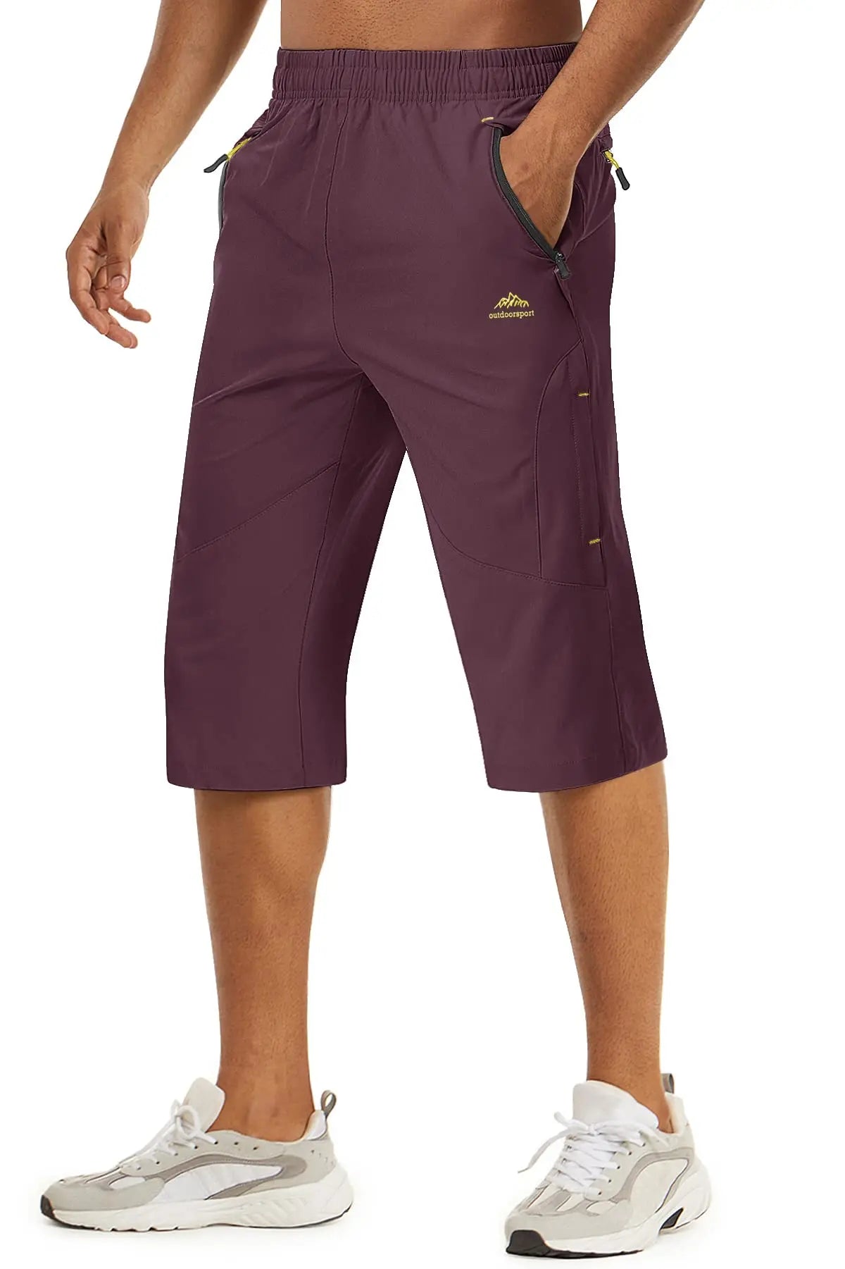 TACVASEN-Short capri d'été pour homme, vêtement long à séchage rapide, pour randonnée, camping, montagne, travail, poche zippée, pêche en plein air, 3/4 Planète Rando