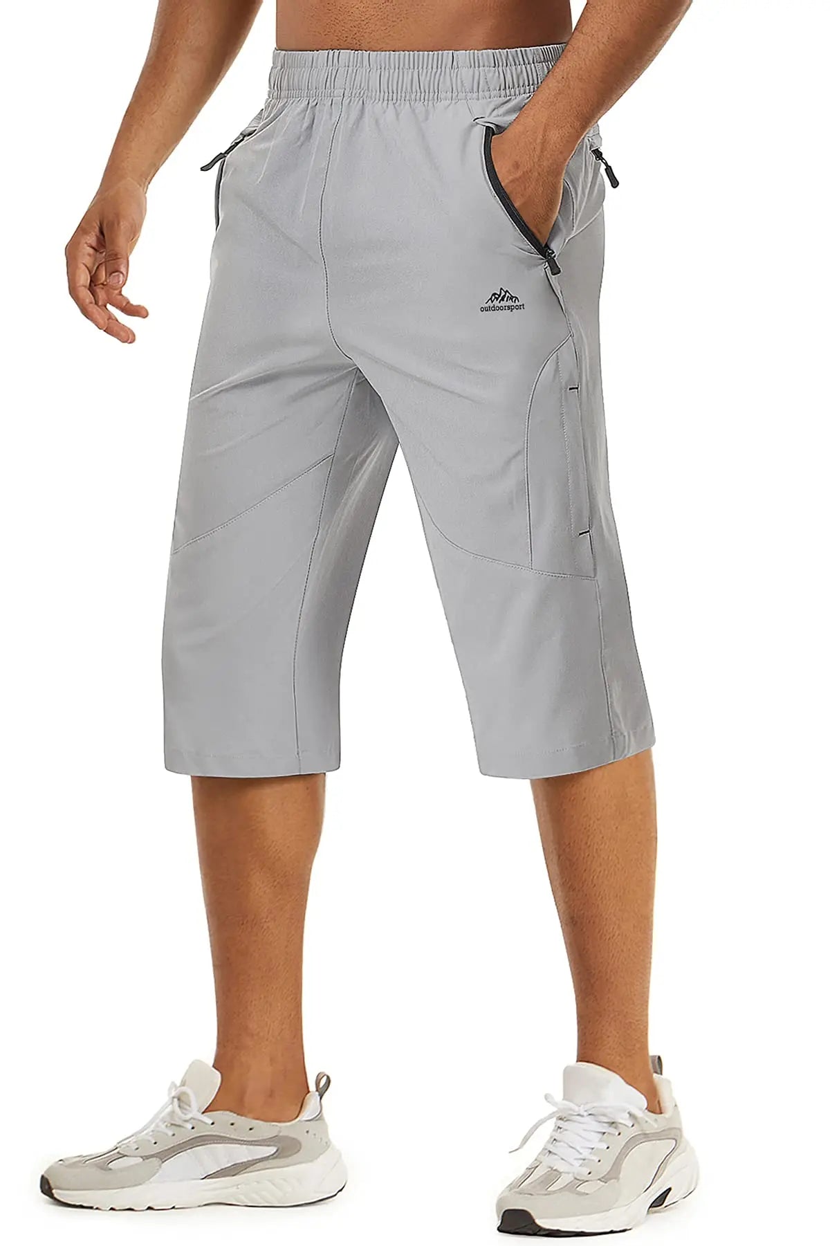 TACVASEN-Short capri d'été pour homme, vêtement long à séchage rapide, pour randonnée, camping, montagne, travail, poche zippée, pêche en plein air, 3/4 Planète Rando