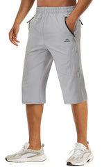 TACVASEN-Short capri d'été pour homme, vêtement long à séchage rapide, pour randonnée, camping, montagne, travail, poche zippée, pêche en plein air, 3/4 Planète Rando