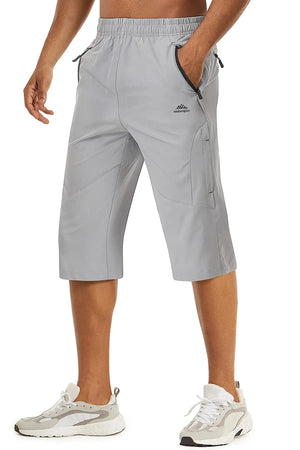 TACVASEN-Short capri d'été pour homme, vêtement long à séchage rapide, pour randonnée, camping, montagne, travail, poche zippée, pêche en plein air, 3/4 Planète Rando