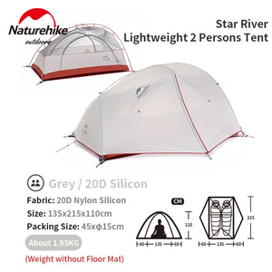 Tente de camping / bivouac en nylon siliconé 20D double-parois pour 2 personnes "Naturehike - Star River 2" Naturehike