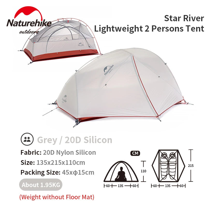 Tente de camping / bivouac en nylon siliconé 20D double-parois pour 2 personnes "Naturehike - Star River 2" Naturehike