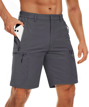 TACVASEN Short cargo d'été à 5 poches zippées, séchage rapide, pour homme, short de pêche, extensible, pour la randonnée en plein air, short de travail en nylon, léger Planète Rando