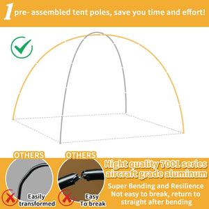 Poteau de tente en alliage d'aluminium, 4.3M/3.6M, Support de Camping, accessoires de remplacement pour randonnée, auvent, cadres d'abri, tiges, 1 pièce/2 pièces Top Pole