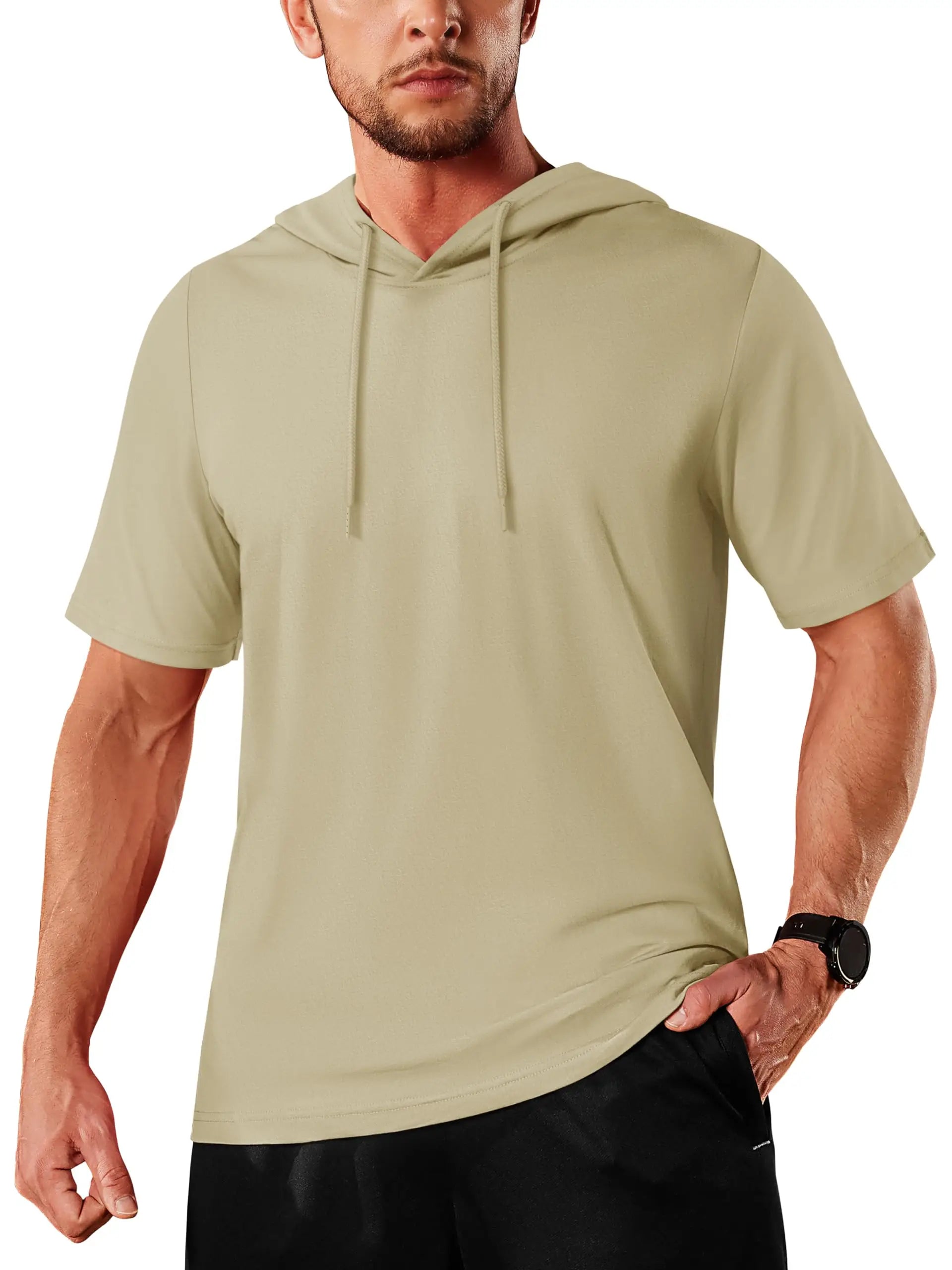 T-shirt à capuche légers en coton pour l'été, manches courtes "TACVASEN - TS300"