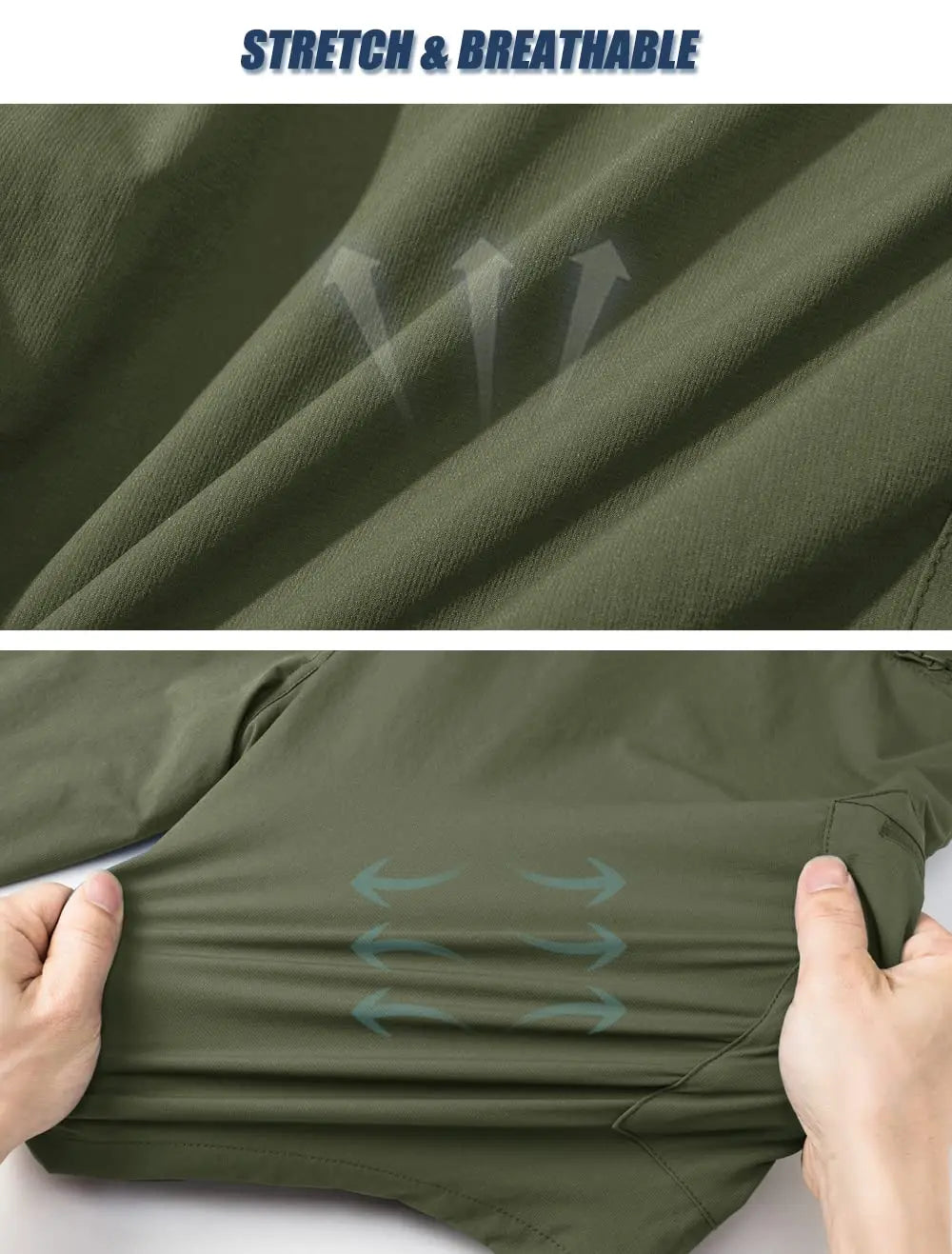 TACVASEN Short cargo d'été à 5 poches zippées, séchage rapide, pour homme, short de pêche, extensible, pour la randonnée en plein air, short de travail en nylon, léger Planète Rando