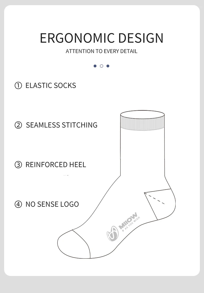 Lot de 5 paires de chaussettes homme en fibre de bambou antibactériennes "MiiOW - MQL2B28368", couleurs gris et noir, présentées sur fond blanc. Marque MiiOW.