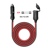 Rallonge pour allume-cigare de voiture 12 V/24 V Planète Rando, 4 m, rouge/noir, avec fusible, embout et dispositif de sécurité pour une utilisation en extérieur.