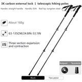 Lot de 2 bâtons de randonnée 3 sections 100% fibres de carbone ultra-léger 335g la paire "BISINNA - DL023"