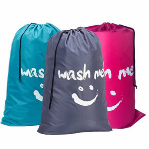 Sac à linge en Nylon en forme de sourire, pochette de rangement de voyage, lavable en Machine, organisateur de vêtements sales, sac à cordon de serrage Laundry Bag