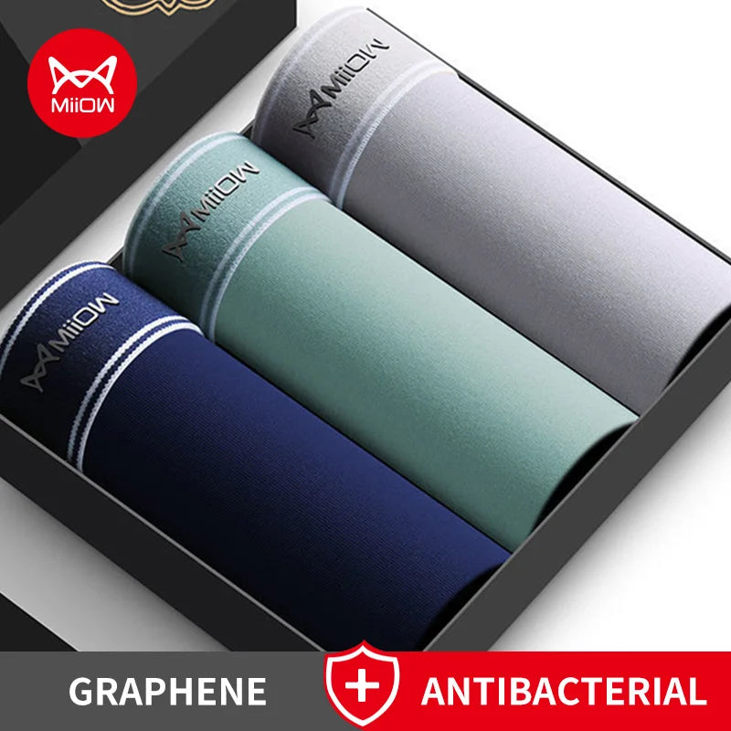 Lot de 3 boxer en coton pour homme, sous-vêtements respirants, boxers antibactériens au graphène "MiiOW - MW820-3P"