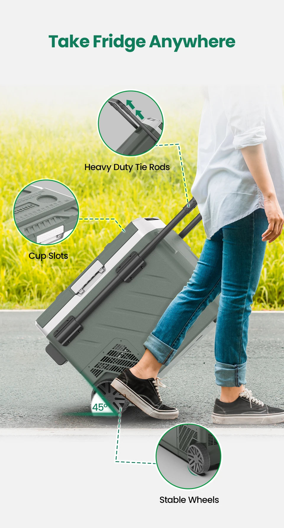 Alpicool-Mini réfrigérateur de voiture portable, refroidisseur à compresseur, EZGW, 40L, 50L, 60L, 12 V, 24V DC, 100 V-240V AC, congélateur pour camping, barbecue Planète Rando
