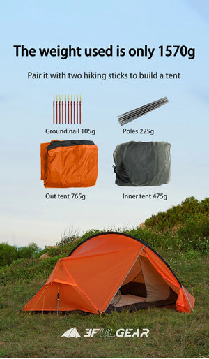 3F UL GEAR SHELL 2 personnes tente extérieure Camping tente randonnée ultraléger parasol coupe-vent cabine tente Planète Rando