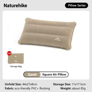 Naturehike – oreiller gonflable carré, ultraléger, pour Camping en plein air, randonnée, voyage, avion Portable, pliable, doux et confortable Planète Rando
