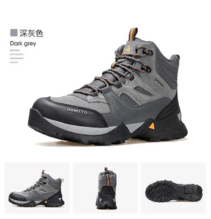 Les bottines tactiques 100% imperméables Humtto - HT-240760A pour homme, marron et noires, avec semelle robuste, tige en mesh et suède, et fermeture à lacets, sont idéales pour ceux recherchant des chaussures imperméables.