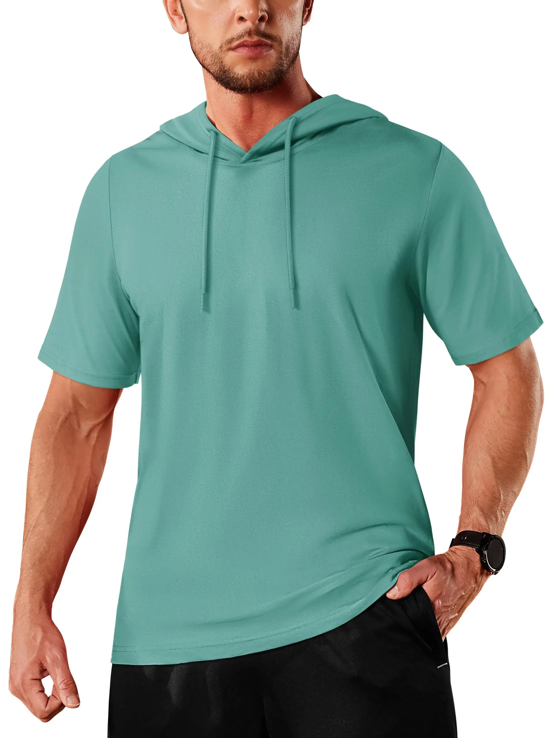 T-shirt à capuche légers en coton pour l'été, manches courtes "TACVASEN - TS300"