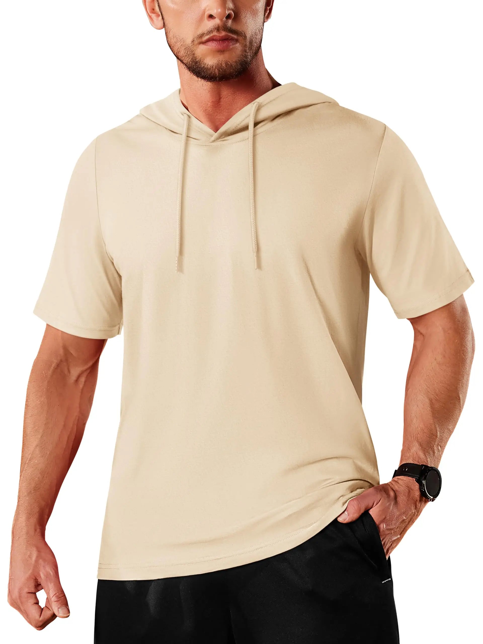 T-shirt à capuche légers en coton pour l'été, manches courtes "TACVASEN - TS300"