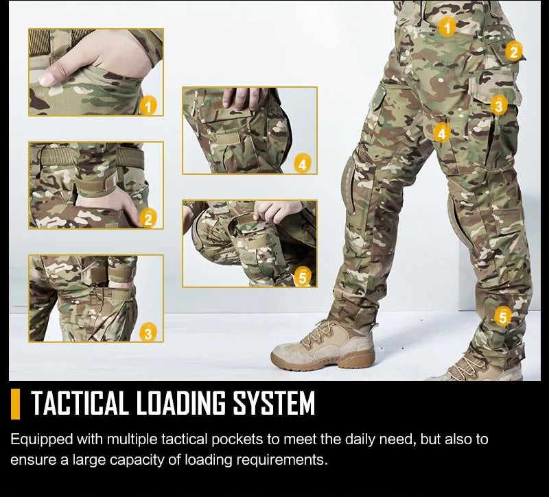 Pantalon de Combat pour hommes avec genouillères, pantalon de Sport Cargo tactique, Camouflage Multicam, Trekking, vêtements de chasse Emersongear
