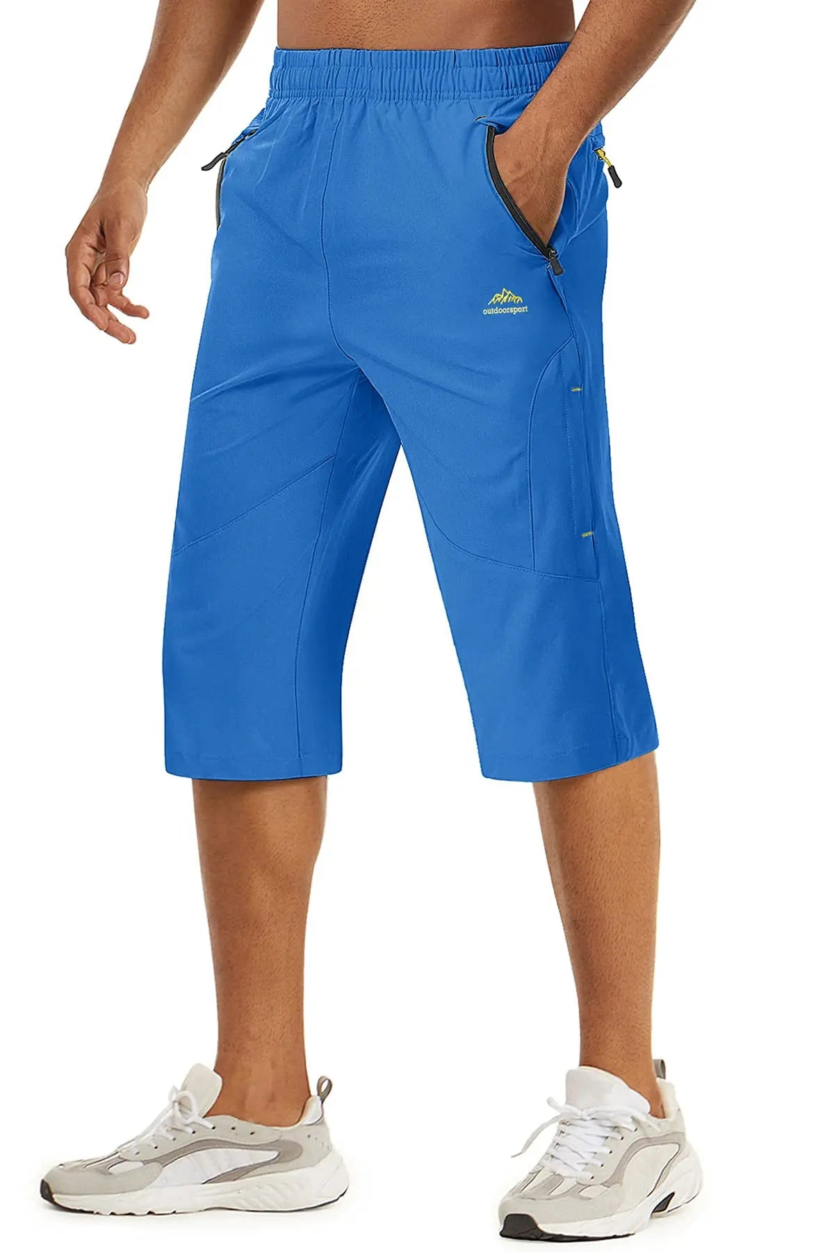 TACVASEN-Short capri d'été pour homme, vêtement long à séchage rapide, pour randonnée, camping, montagne, travail, poche zippée, pêche en plein air, 3/4 Planète Rando