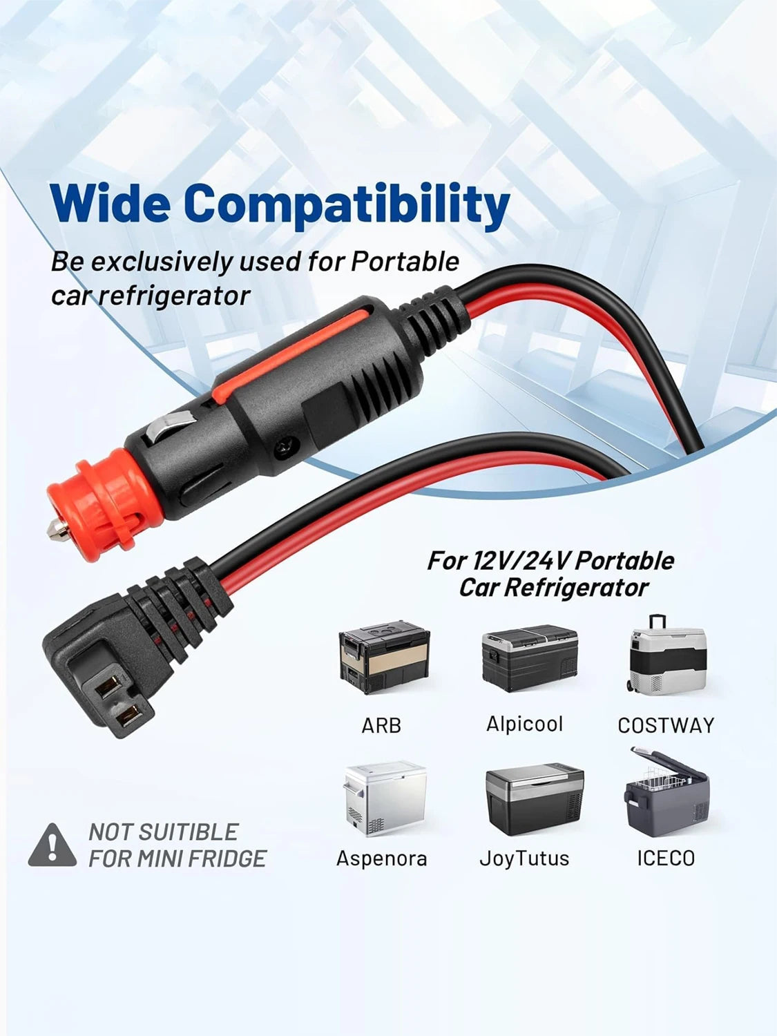 Cordon d'alimentation pour réfrigérateur et congélateur de voiture DC, 11,5 pieds, pour réfrigérateur et congélateurs 12V, pour Alpicool COSTWAY ARB ICECO Setpower Aspenora JoyTutus Planète Rando