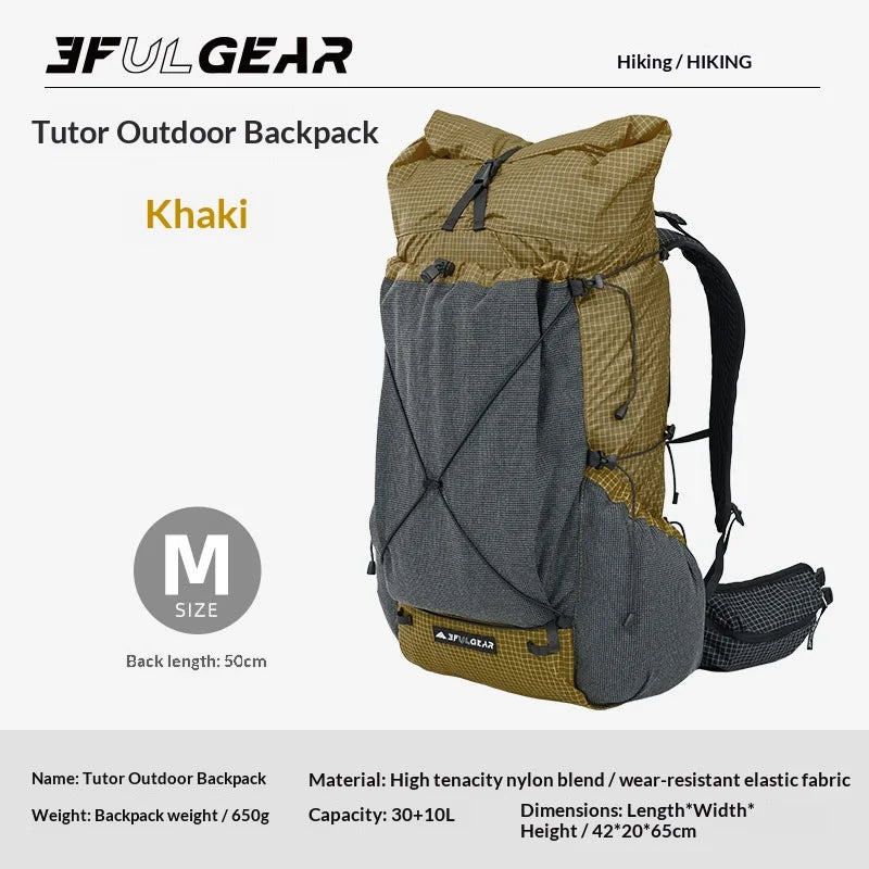 Sac à dos de randonnée ultraléger en tissu imperméable UHMWPE 700g "3F UL GEAR - TUTOR 30+10L"
