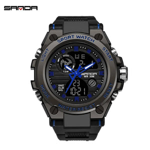 SANDA-Montre-bracelet de sport étanche pour homme, haut de gamme, montres de luxe pour homme, militaire, montre de l'armée, affichage des touristes SANDA