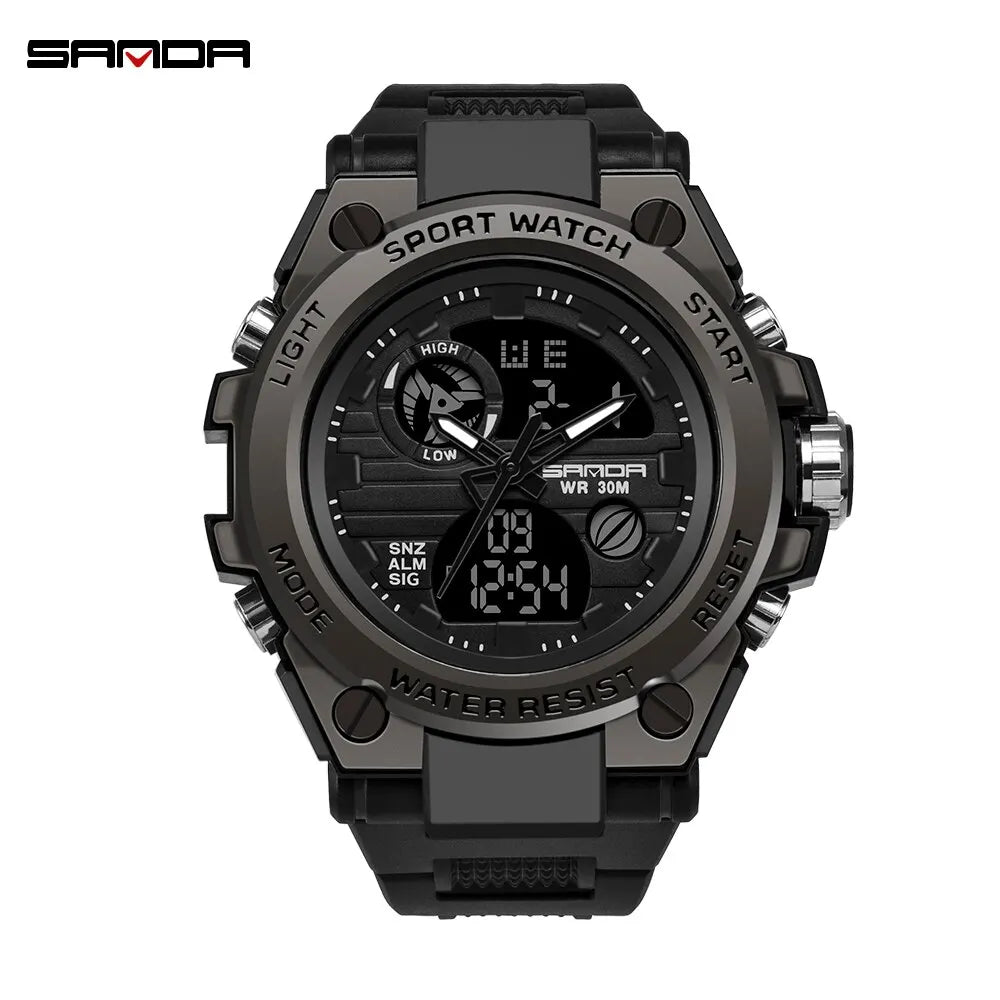 SANDA-Montre-bracelet de sport étanche pour homme, haut de gamme, montres de luxe pour homme, militaire, montre de l'armée, affichage des touristes SANDA