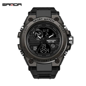 SANDA-Montre-bracelet de sport étanche pour homme, haut de gamme, montres de luxe pour homme, militaire, montre de l'armée, affichage des touristes SANDA