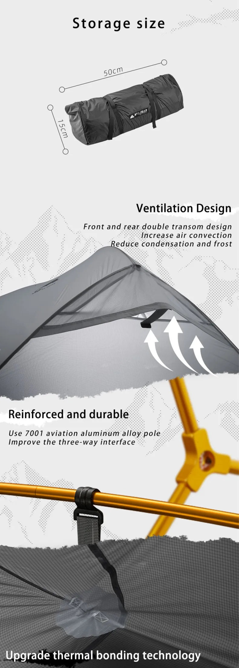 3F UL Gear – tente de Camping en plein air, nuage flottant, 3-4 saisons, 15D, ultralégère, revêtement en silicone, étanche, pour la chasse Planète Rando