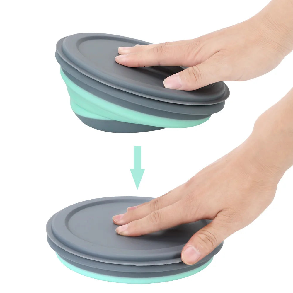 Boîte à déjeuner pliante, ensembles de bols en Silicone 3 pièces/ensemble, récipient alimentaire, ensemble de vaisselle, bol à salade pliable avec couvercle Portable Planète Rando