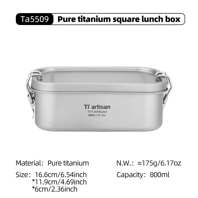 Boîte à repas / lunch en titane, résistante et légère 800ML / 1200ML à partir de 175g "Tiartisan - Ta5508"