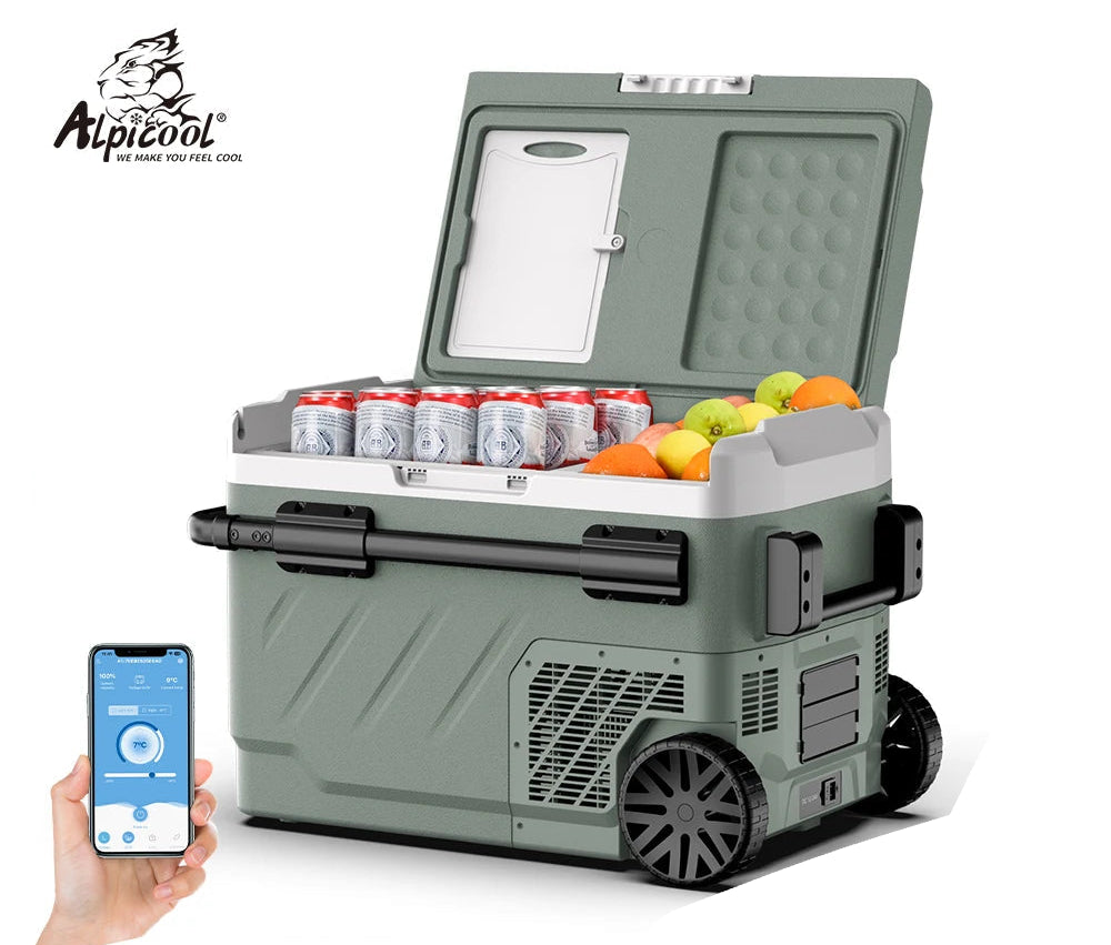 Alpicool-Mini réfrigérateur de voiture portable, refroidisseur à compresseur, EZGW, 40L, 50L, 60L, 12 V, 24V DC, 100 V-240V AC, congélateur pour camping, barbecue Planète Rando