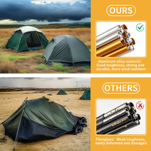 Poteau de tente en alliage d'aluminium, 4.3M/3.6M, Support de Camping, accessoires de remplacement pour randonnée, auvent, cadres d'abri, tiges, 1 pièce/2 pièces Top Pole