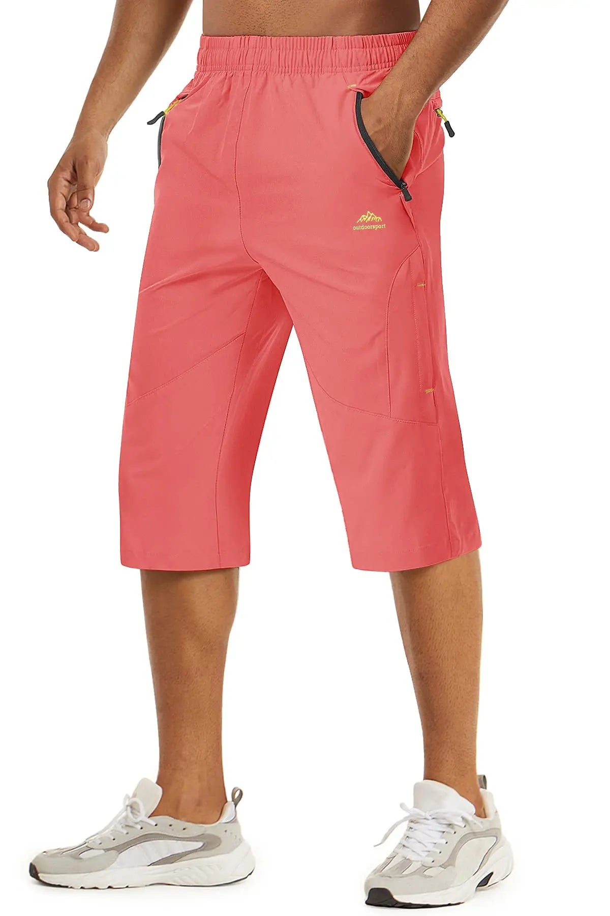 TACVASEN-Short capri d'été pour homme, vêtement long à séchage rapide, pour randonnée, camping, montagne, travail, poche zippée, pêche en plein air, 3/4 Planète Rando