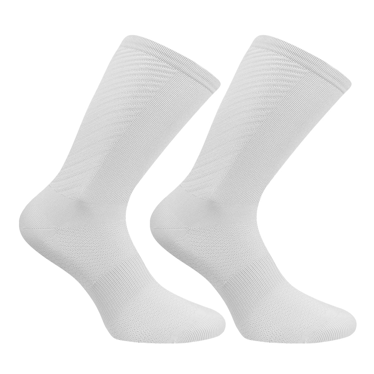 Trois paires de chaussettes de cyclisme pour hommes Daven Socks - YD-345, longueur ras du cou, en blanc, jaune néon avec accents noirs, et noir sont présentées côte à côte sur un fond blanc.