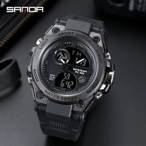 SANDA-Montre-bracelet de sport étanche pour homme, haut de gamme, montres de luxe pour homme, militaire, montre de l'armée, affichage des touristes SANDA